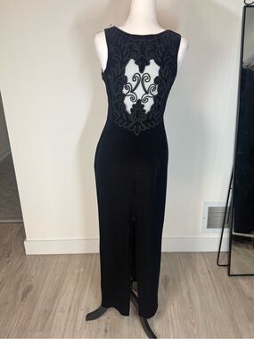 Vintage 90s Scott McClintock Velvet Lace-Back Maxi Dress